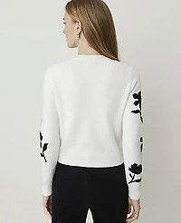 Ann Taylor Floral Jacquard Cardigan Winter White Women's