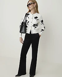 Ann Taylor Floral Jacquard Cardigan Winter White Women's