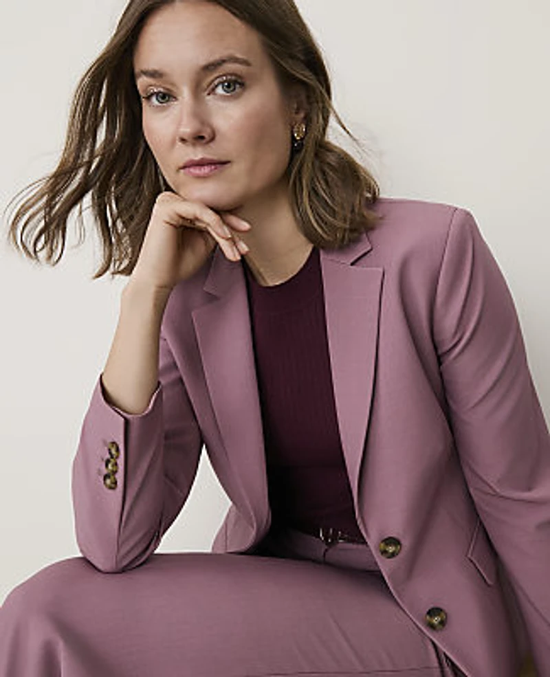 Ann Taylor The Petite Greenwich Blazer Bi-Stretch Stormy Mauve Women's