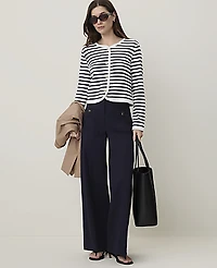 Ann Taylor Petite Weekend Striped Knit Cardigan Night Sky Women's