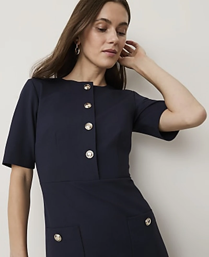 Ann Taylor Petite Crew Neck Shift Dress Night Sky Women's