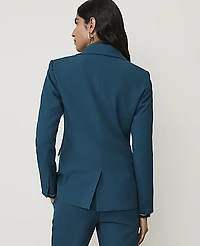 Ann Taylor The Petite Fitted Long Blazer Classic Canvas Deep Forest Pine Women's