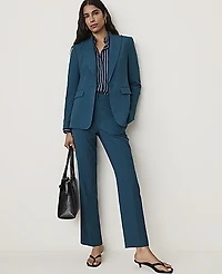 Ann Taylor The Petite Fitted Long Blazer Classic Canvas Deep Forest Pine Women's