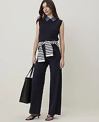 Ann Taylor Petite Weekend Denim Collar Sweater Vest Night Sky Women's