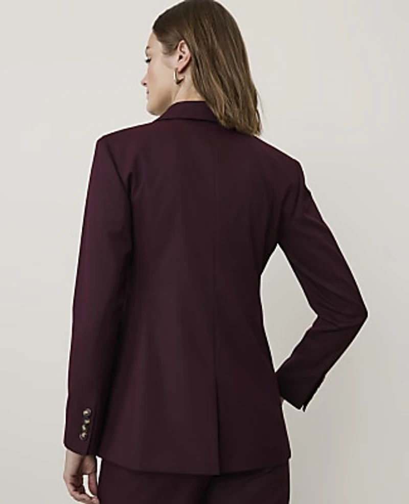 Ann Taylor The Petite Fitted Long Blazer Classic Burgundy Women's