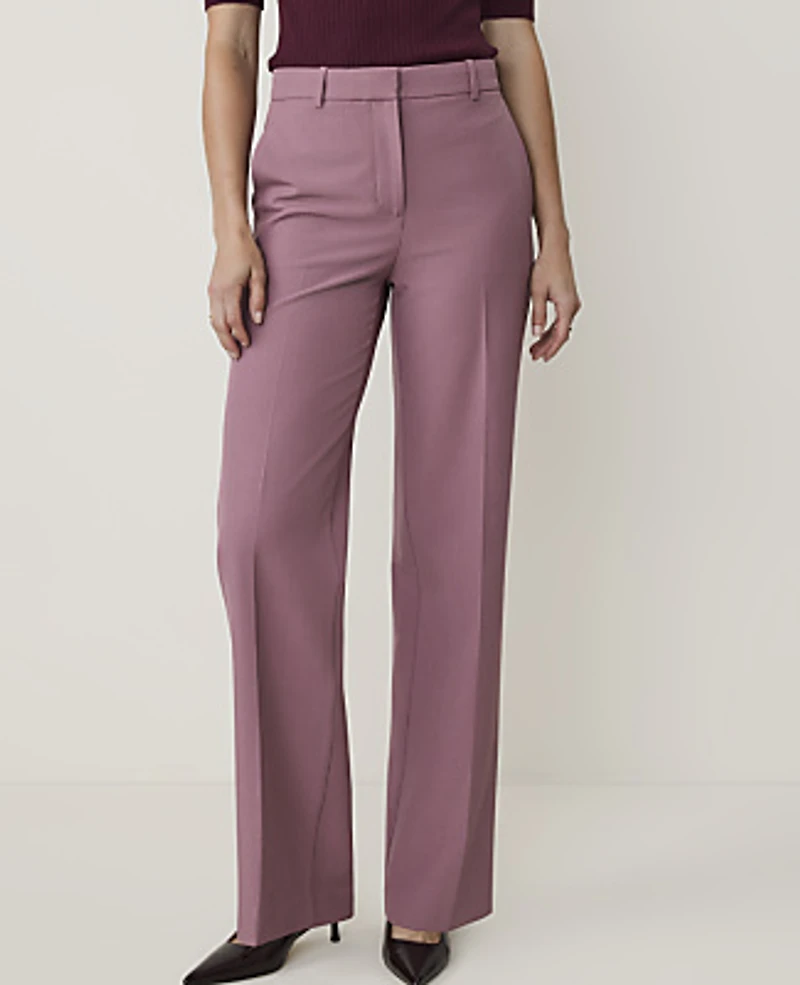 Ann Taylor The Petite High Rise Straight Pant Bi-Stretch Stormy Mauve Women's