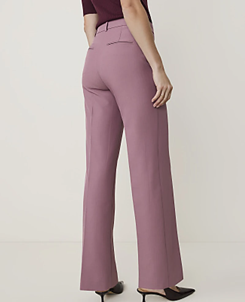 Ann Taylor The Petite High Rise Straight Pant Bi-Stretch Stormy Mauve Women's