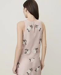 Ann Taylor Petite Sequin Embellished Top Organza Rose Smoke Women's