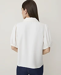 Ann Taylor Puff Sleeve Blouse Winter White Women's