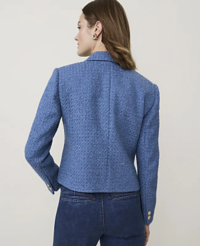 Ann Taylor The Patch Pocket Jacket Tweed Ocean Oasis Women's