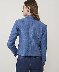 Ann Taylor The Patch Pocket Jacket Tweed Ocean Oasis Women's