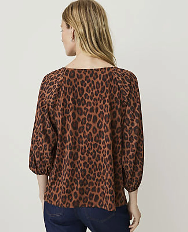 Ann Taylor Animal Print Raglan Top Brown Women's