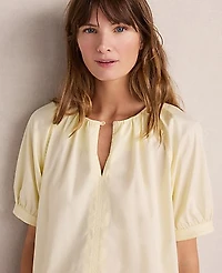 Ann Taylor Haven Well Within Organic Cotton Twill Split Neck Top Straw Women's