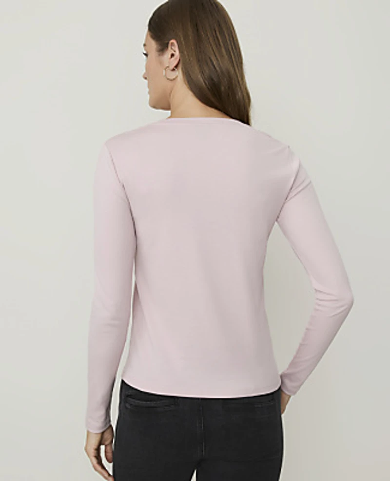 Ann Taylor Petite Crew Neck Top Opal Blush Women's