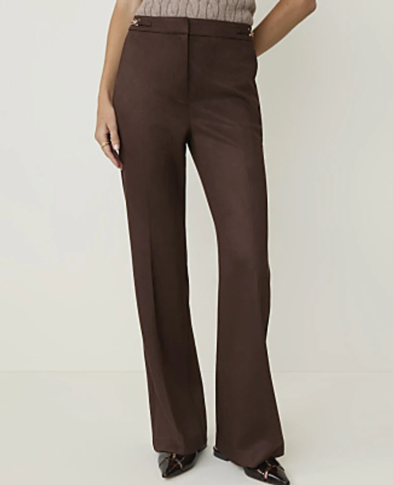 Ann Taylor The Petite Horsebit Flared Trouser Dark Brown Women's