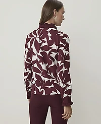 Ann Taylor Floral Bow Blouse Purest Plum Women's