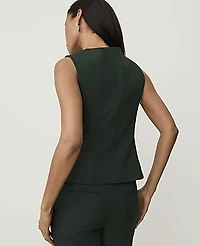 Ann Taylor The Petite Fitted V-Neck Vest Seasonless Stretch Dark Forest Green Women's