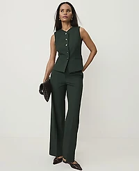 Ann Taylor The Petite Fitted V-Neck Vest Seasonless Stretch Dark Forest Green Women's