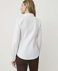 Ann Taylor Tie Waist Button Down Shirt White Women's