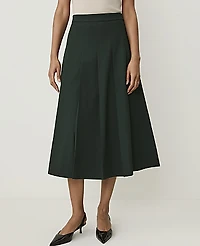 Ann Taylor The Petite Pleated Midi Skirt Seasonless Stretch Dark Forest Green Women's