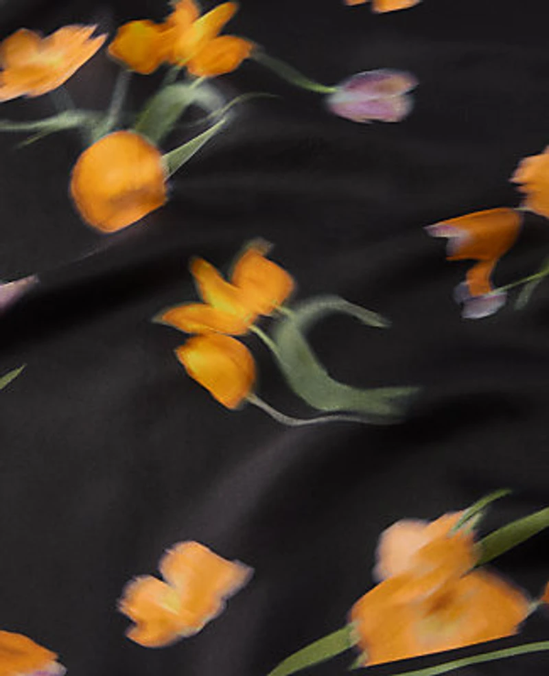 Ann Taylor Floral Silk Scarf Black Women's