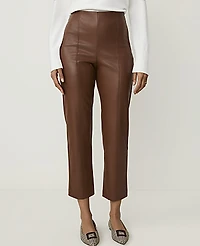 Ann Taylor The Petite Side Zip Ankle Pant Faux Leather Midnight Mahogany Women's