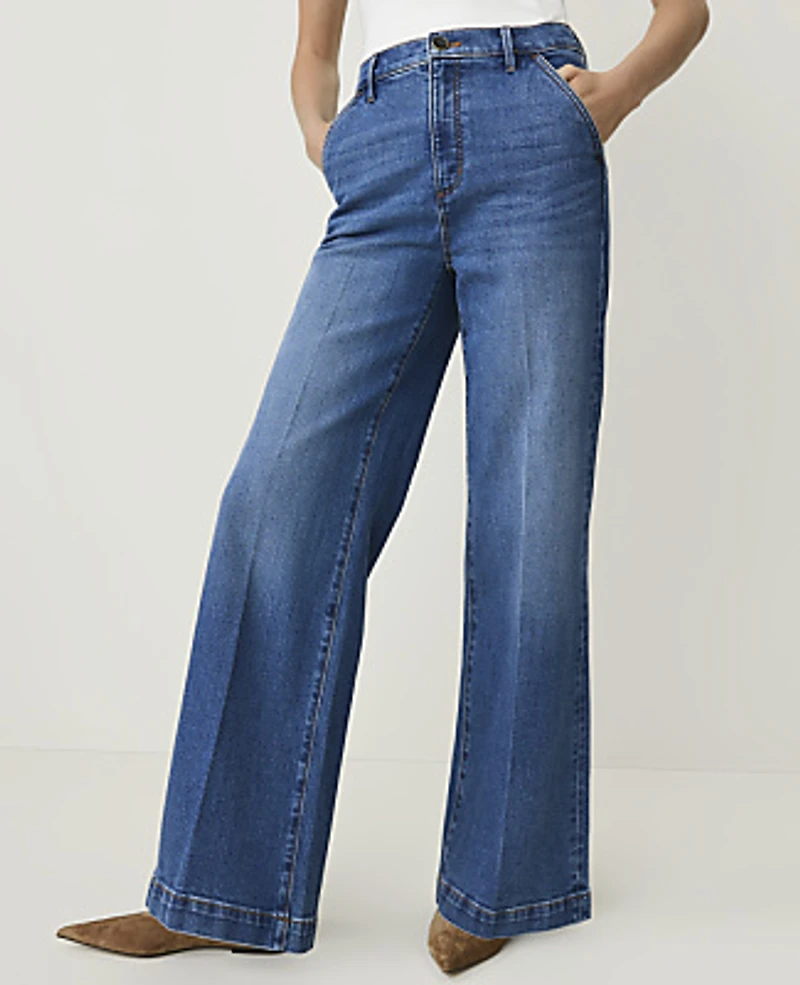 Ann Taylor The Petite Denim Trouser Luxe Medium Wash Women's