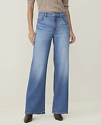 Ann Taylor Petite Weekend Wide-Leg Jean Luxe Medium Wash Women's