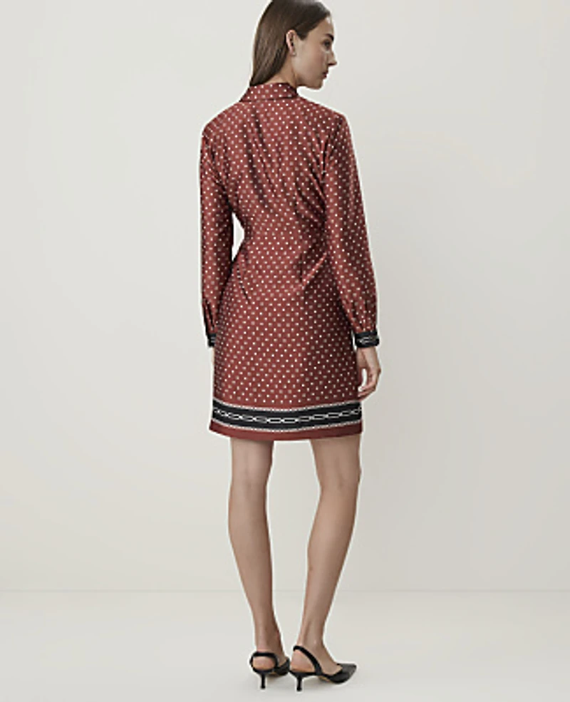 Ann Taylor Geo Print Collared Wrap Shirtdress Amber Noir Women's