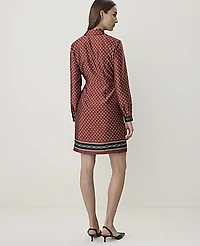 Ann Taylor Geo Print Collared Wrap Shirtdress Amber Noir Women's