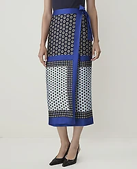 Ann Taylor Geo Print Wrap Skirt Satin Night Sky Women's