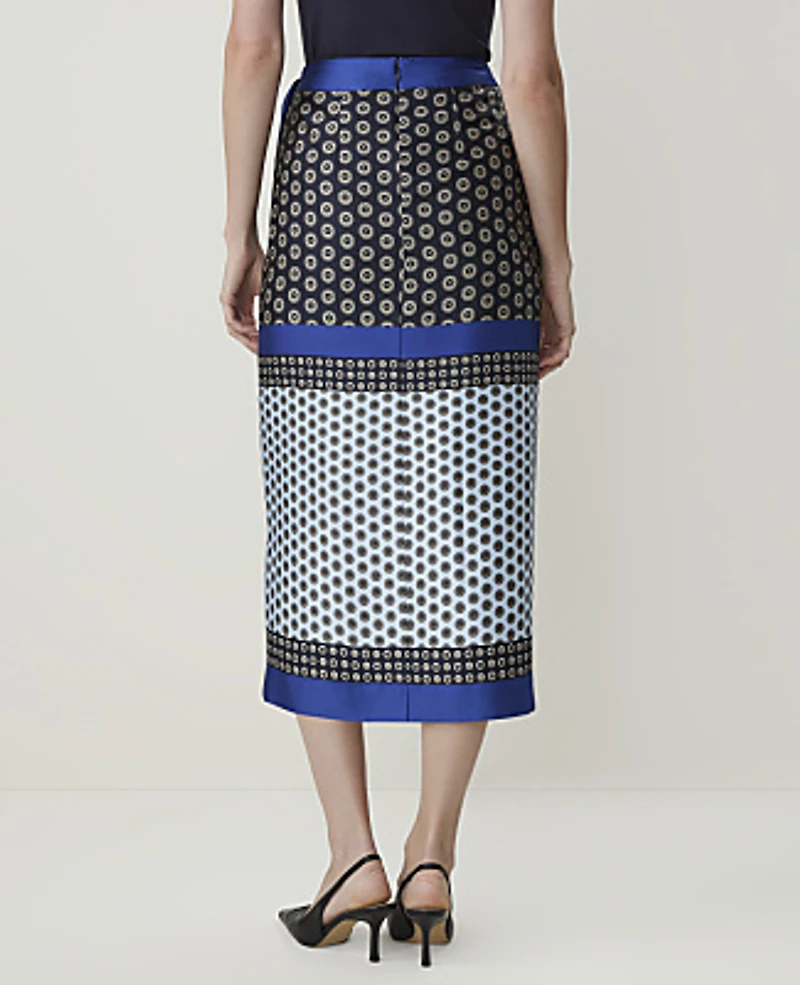Ann Taylor Geo Print Wrap Skirt Satin Night Sky Women's