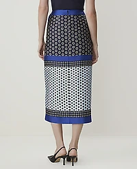 Ann Taylor Geo Print Wrap Skirt Satin Night Sky Women's