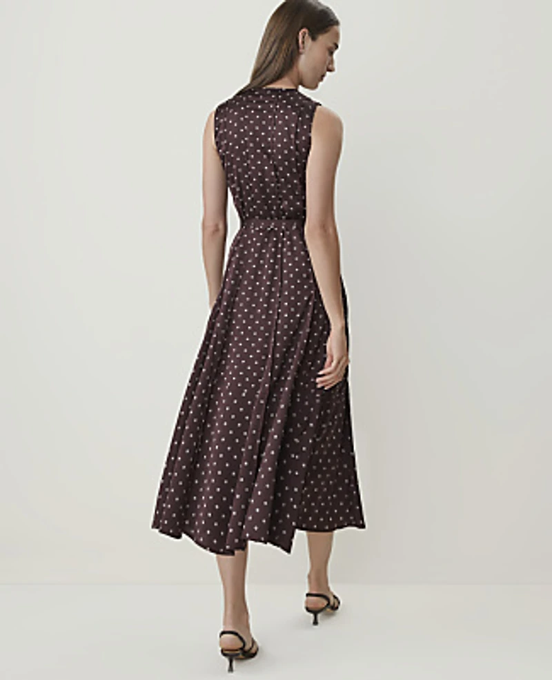 Ann Taylor Petite Geo Print Flare Midi Dress French Mocha Women's