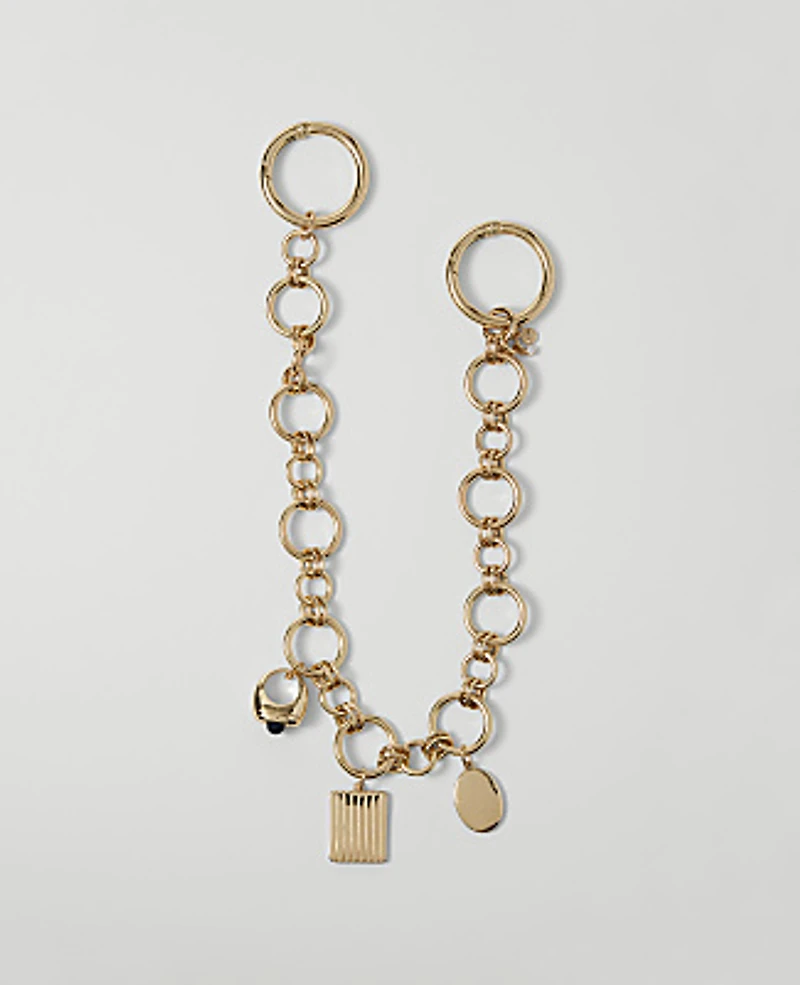 Ann Taylor Chain Link Bag Charm Goldtone Women's