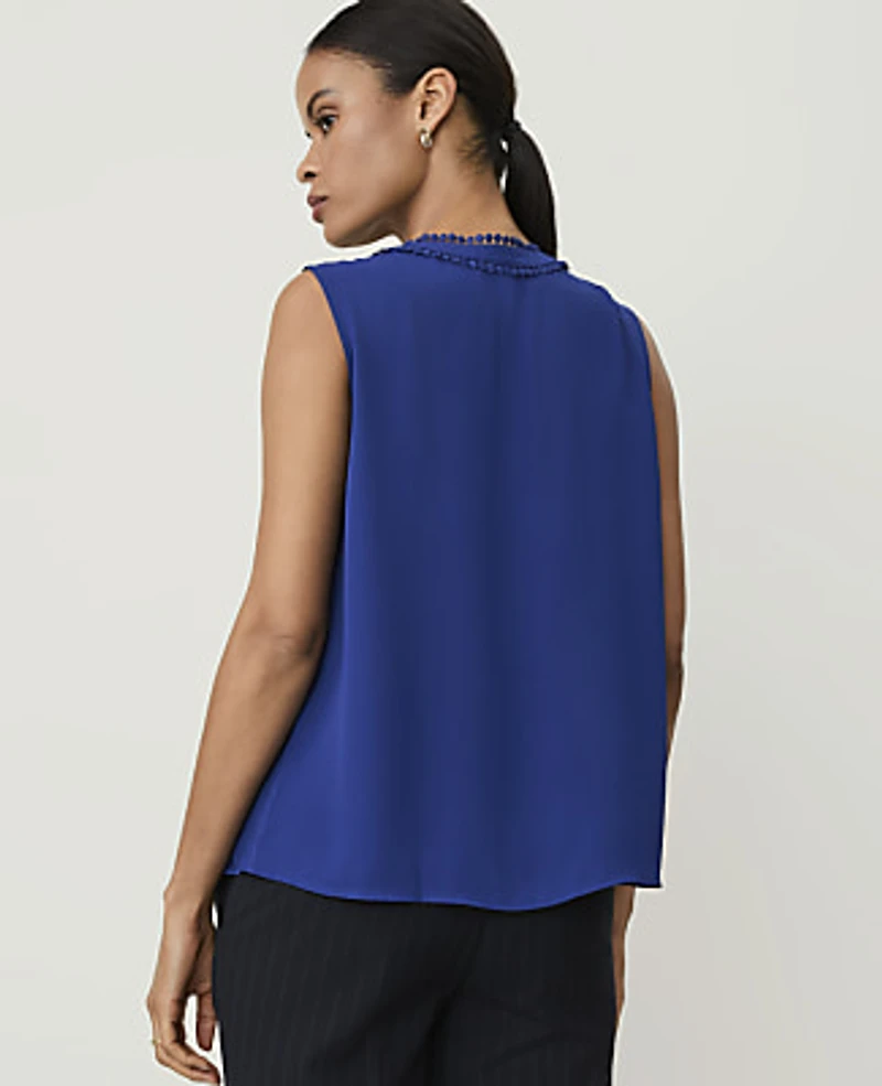 Ann Taylor Sleeveless Bobble Trim Top Women's
