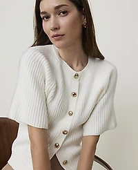 Ann Taylor Ribbed Crew Neck Cardigan Women's