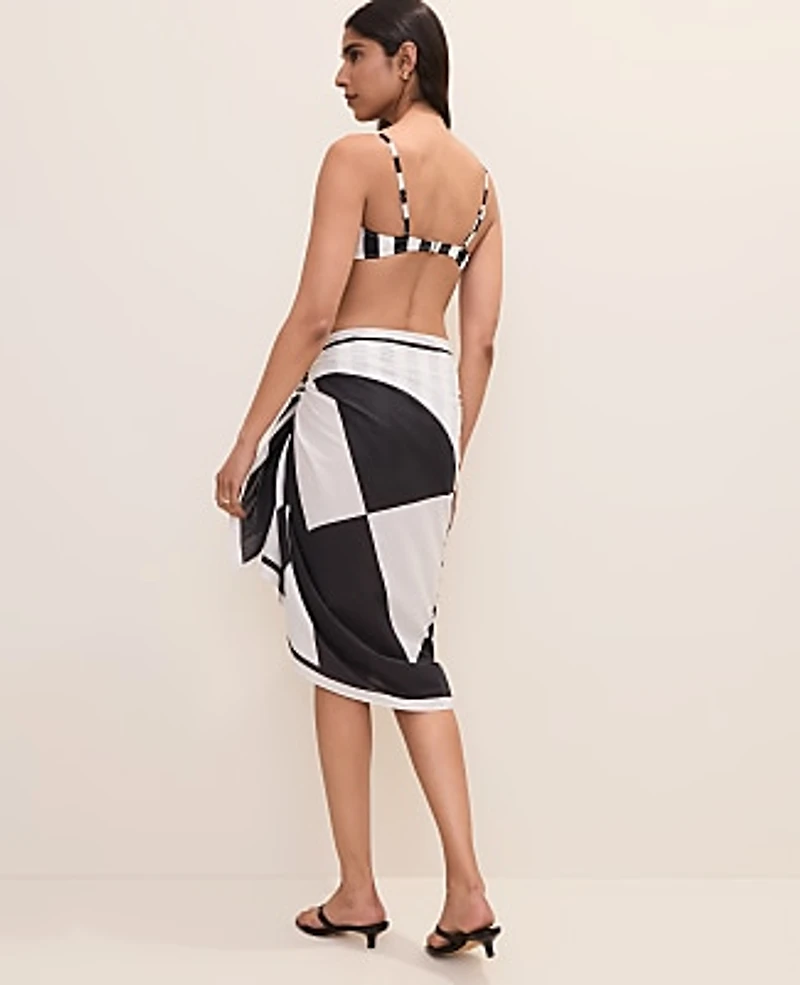 Ann Taylor Geo Print Sarong Winter White Women's