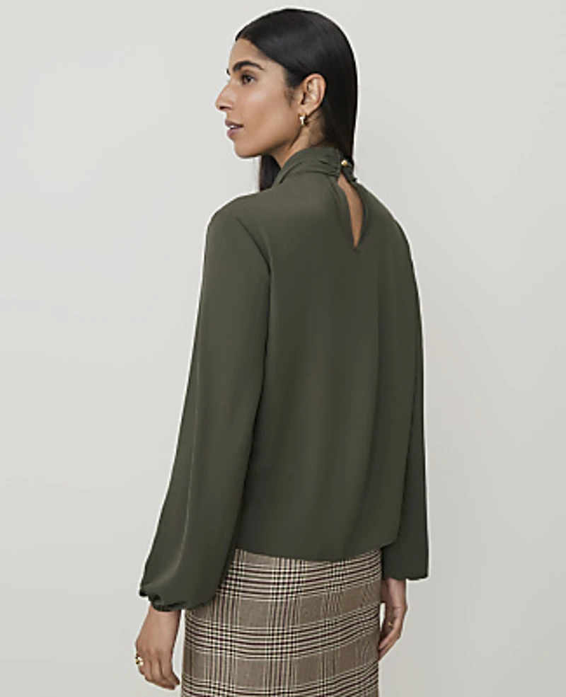 Ann Taylor Bow Blouse Caper Shadow Women's