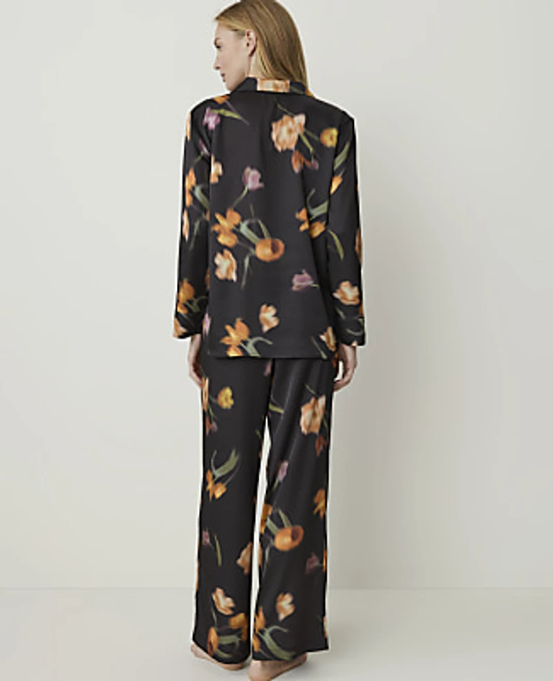 Ann Taylor Floral Pajama Set Black Women's