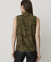 Ann Taylor Lace Bow Sleeveless Top Olive Sprig Women's