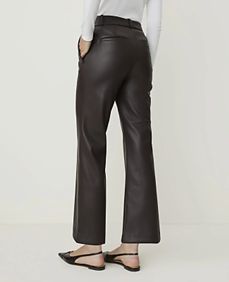 Ann Taylor The Petite Jayne Crop Trouser Faux Leather Pure Chocolate Women's