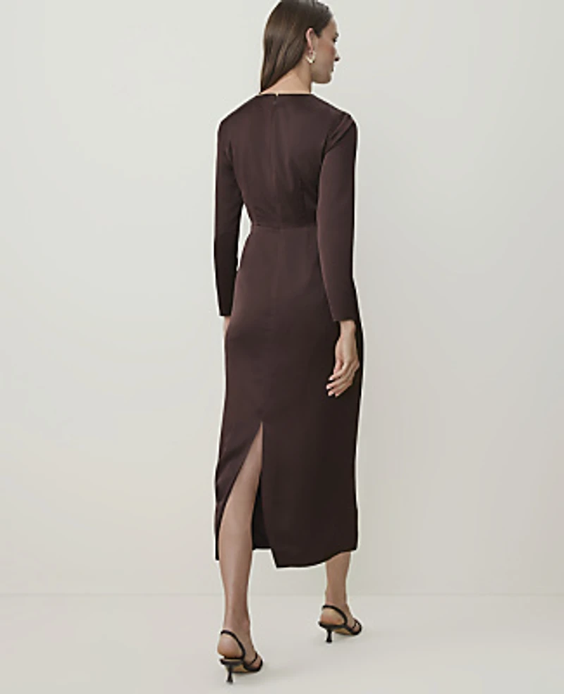 Ann Taylor Crew Neck Twist Sheath Dress French Mocha Women's