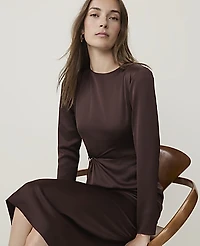 Ann Taylor Crew Neck Twist Sheath Dress French Mocha Women's
