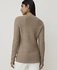 Ann Taylor Petite Textured Stitch Sweater Jacket Soft Mink Melange Women's
