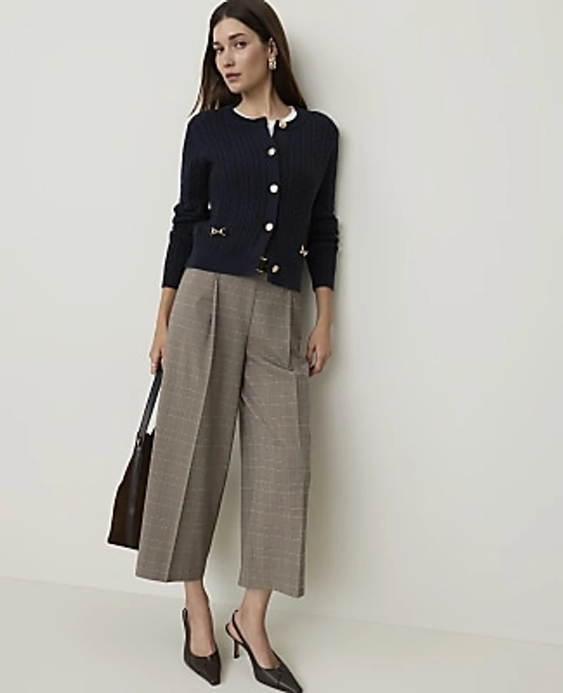 Ann Taylor Petite Horsebit Cable Cardigan Women's