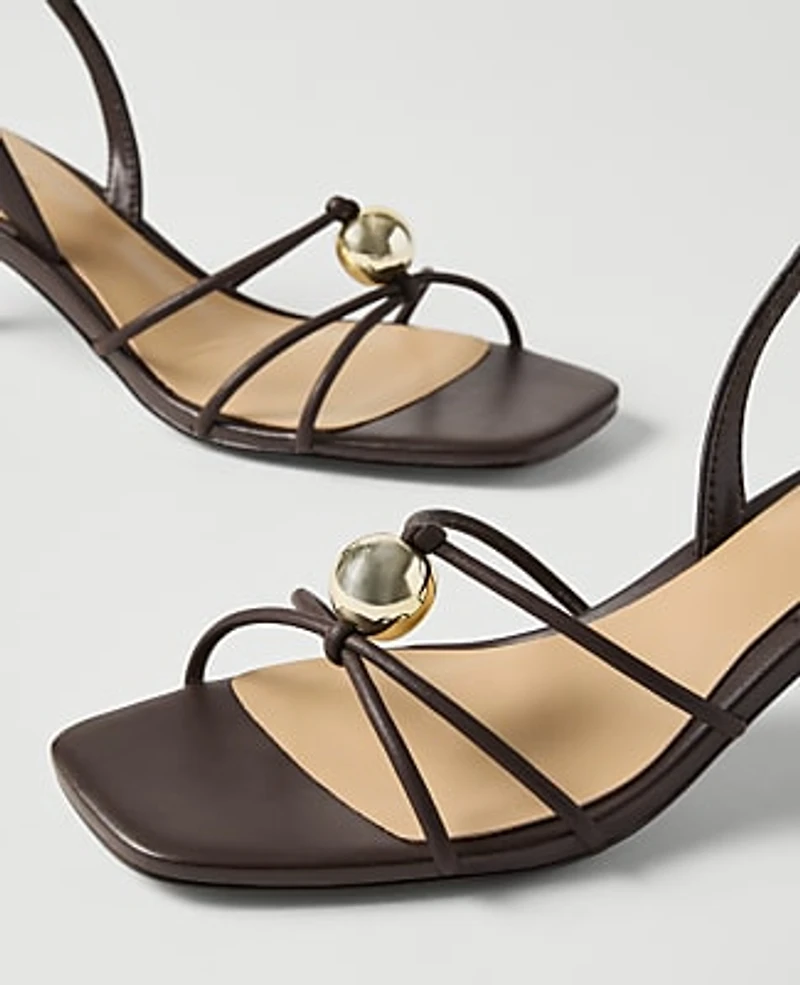 Ann Taylor Leather Heel Sandal Pure Chocolate Women's
