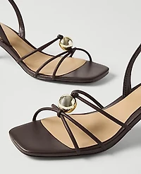 Ann Taylor Leather Heel Sandal Pure Chocolate Women's