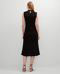 Ann Taylor Crochet Midi Dress Black Women's
