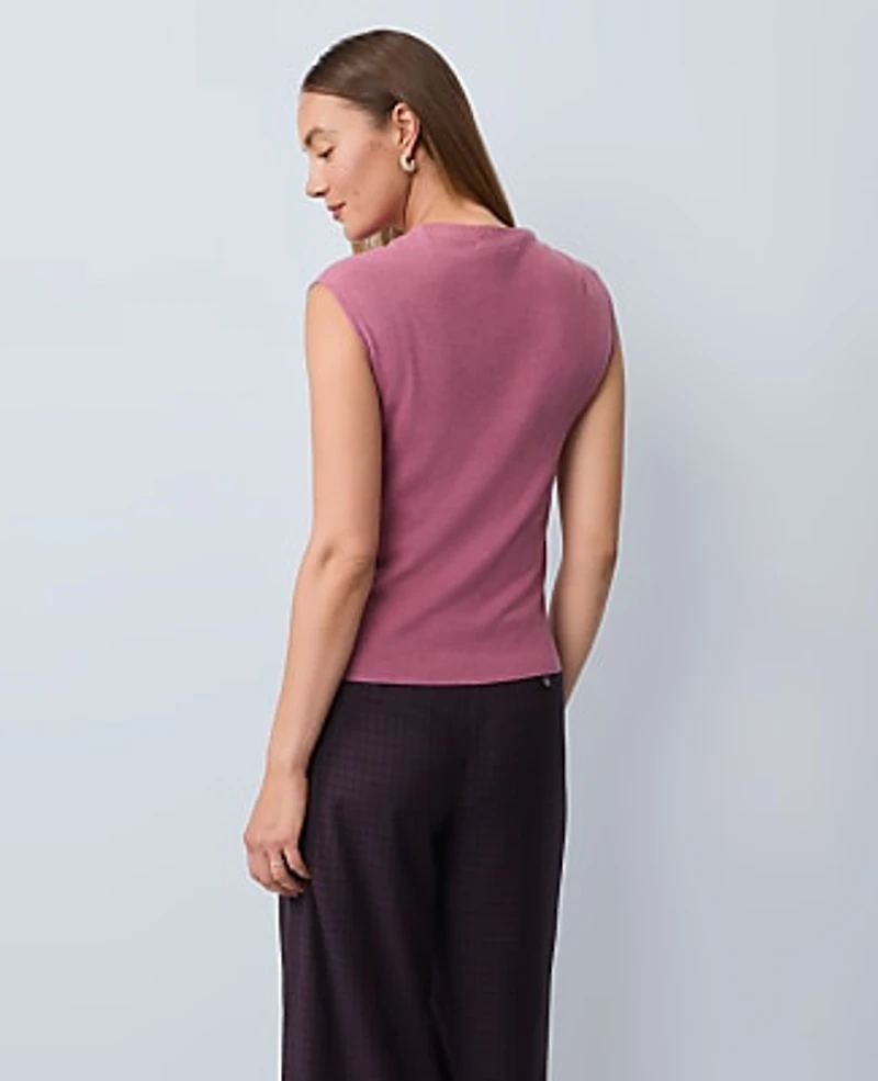 Ann Taylor Pleated Shoulder Sweater Top XL Women's